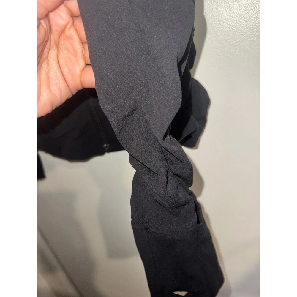 Lululemon Beyond the Studio Jacket Black Ruched Full Zip Hooded Size 4